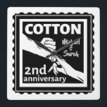 2nd Wedding anniversary couple holding hands<br><div class="desc">This design has a black and white illustration of a man and wife holding hands. Romantic design for your second wedding anniversary. The text reads cotton which is the traditional gift for this anniversary. You can Personalise this with your own names, or delete the names entirely. If you would like...</div>