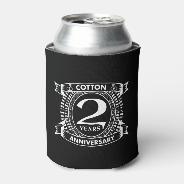 2nd wedding anniversary distressed crest can cooler (Can Front)