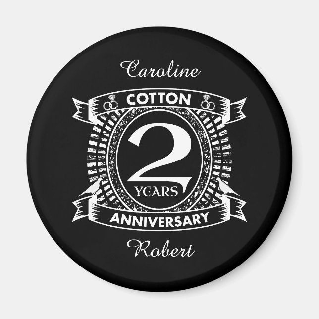 2nd wedding anniversary distressed crest magnet (Front)