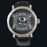 2nd wedding anniversary distressed crest watch<br><div class="desc">A design to celebrate your second year of marriage. This first wedding anniversary design has a distressed white crest,  with the text Cotton,  2 year ,  anniversary.  If you would like any help customising this design please contact me,  their is an ask this designer button,  just below this text.</div>
