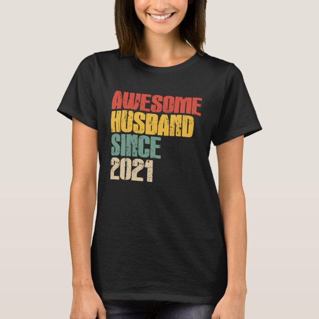2nd Wedding Anniversary for Him Awesome Husband Si T-Shirt (Front)