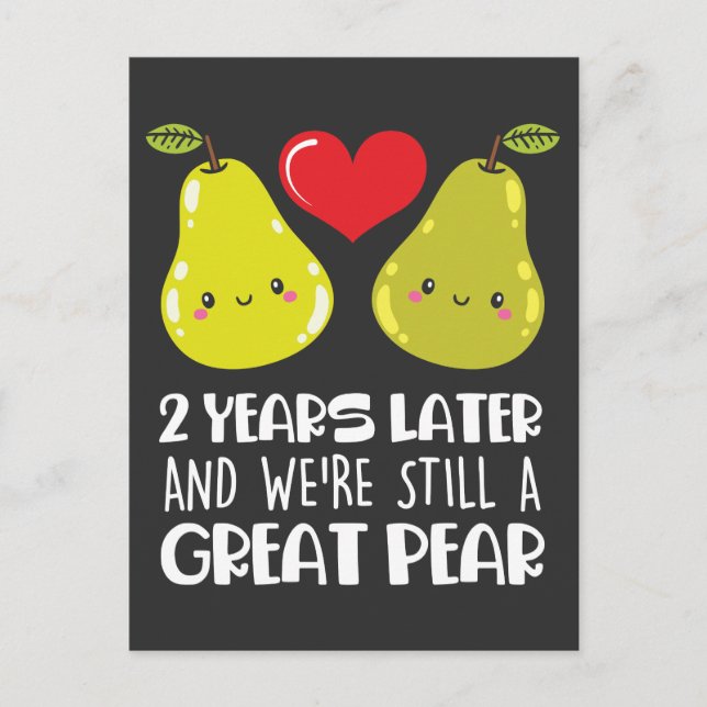 2nd Wedding Anniversary Gift Married Couple Pear Postcard (Front)