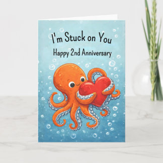 2nd wedding anniversary Octupus lover Card