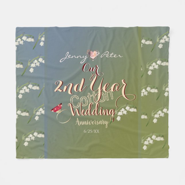 2nd Year Cotton Wedding Anniversary  Fleece Blanket (Front (Horizontal))