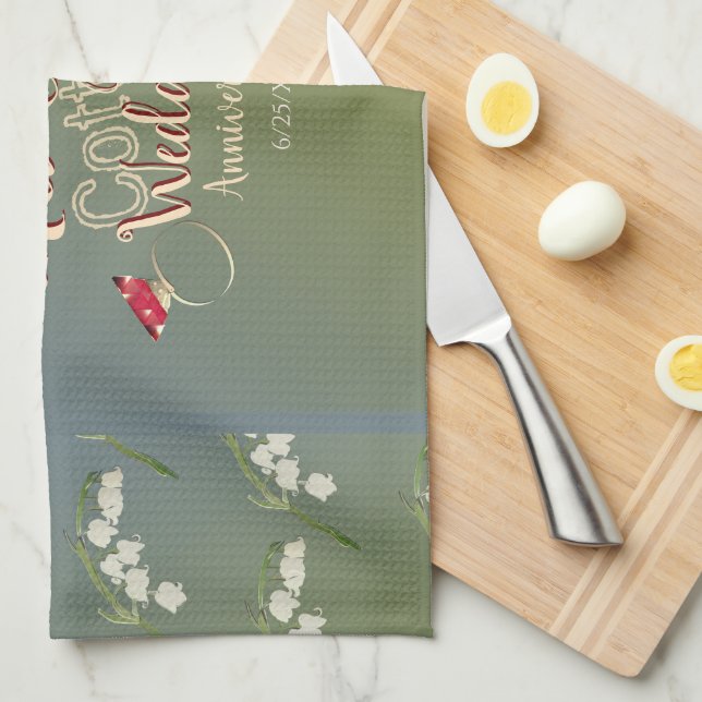 2nd Year Cotton Wedding Anniversary   Tea Towel (Quarter Fold)