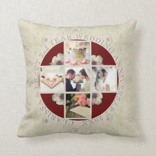 2nd Yr. Wedding Anniversary Cotton 5 Photos Cushion