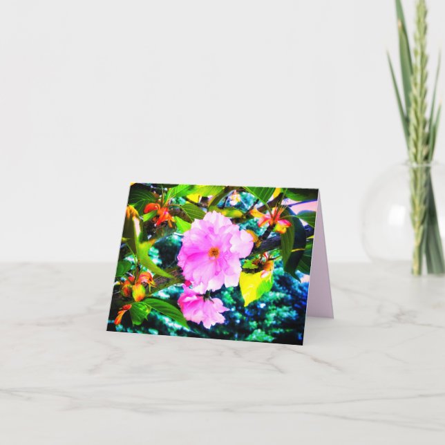 2PINK BLOSSOMS GREETING CARD (Front)