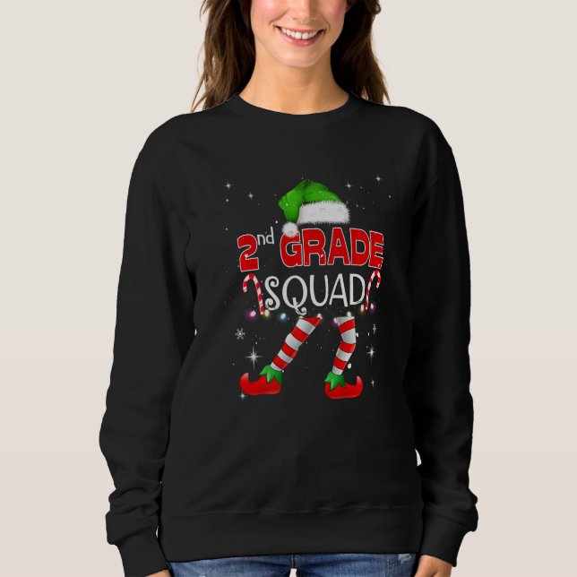 2rd Grade Elf Squad Matching Teach Christmas Schoo Sweatshirt (Front)