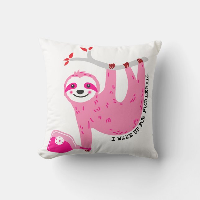 2sided Cute Pink pickleball sloth 🦥 Cushion (Front)