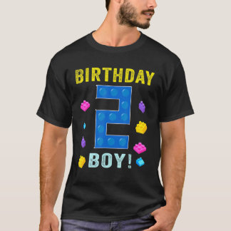 2th Birthday two 2 Years Old Block Building Boys K T-Shirt