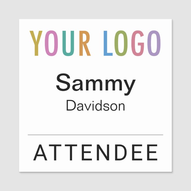 2x2 Attendee Name Badge Event Logo Pin or Magnetic (Front)