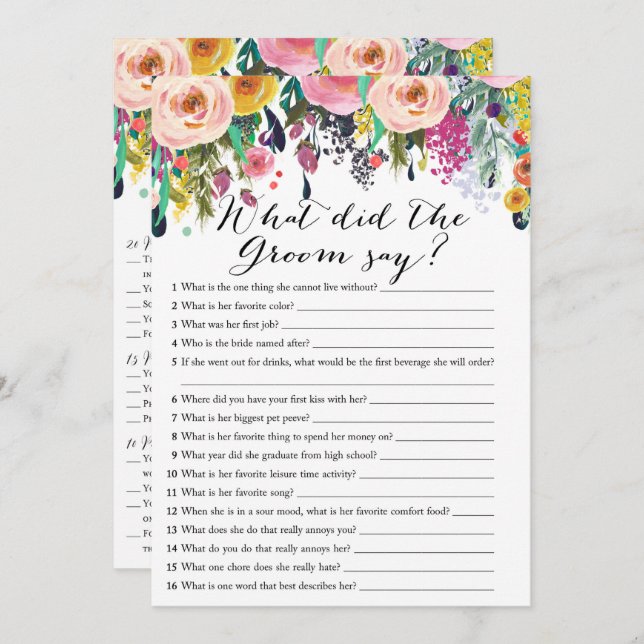 2x Games Garden Bridal Shower Game 5x7 Invitation (Front/Back)