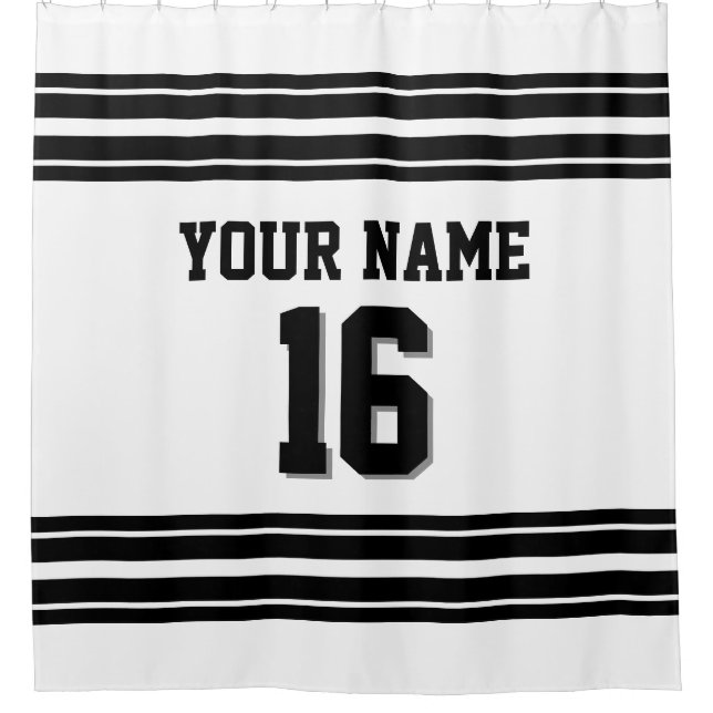 2X Stripes Black text Shower Curtain (Front)