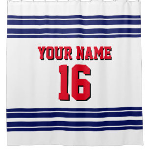 2X Stripes red text Shower Curtain