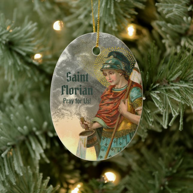 2xSt. Florian with Bucket (Smoke; M 019) Ceramic Tree Decoration (Tree)