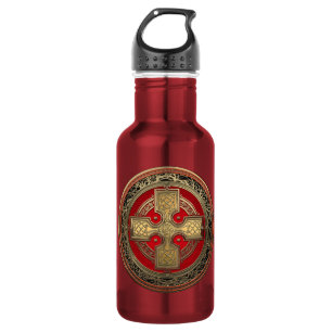 [300] Ancient Celtic Sacred Gold Knot Cross 532 Ml Water Bottle