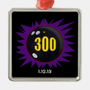 300 Bowling Game, with date, Metal Tree Decoration