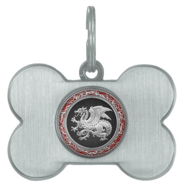 [300] Icelandic Dragon, Landvættir [Silver] Pet ID Tag (Front)