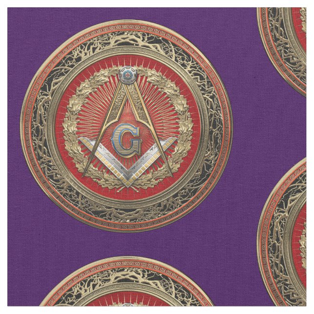 [300] Master Mason - Gold Square & Compasses Fabric (Close Up)