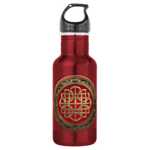 [300] Sacred Celtic Gold Knot Cross 532 Ml Water Bottle