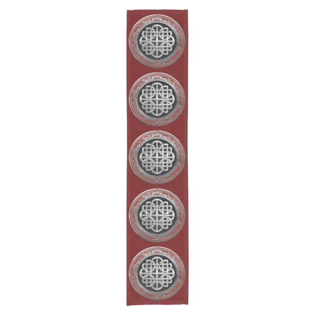 [300] Sacred Celtic Silver Knot Cross Short Table Runner (Front)