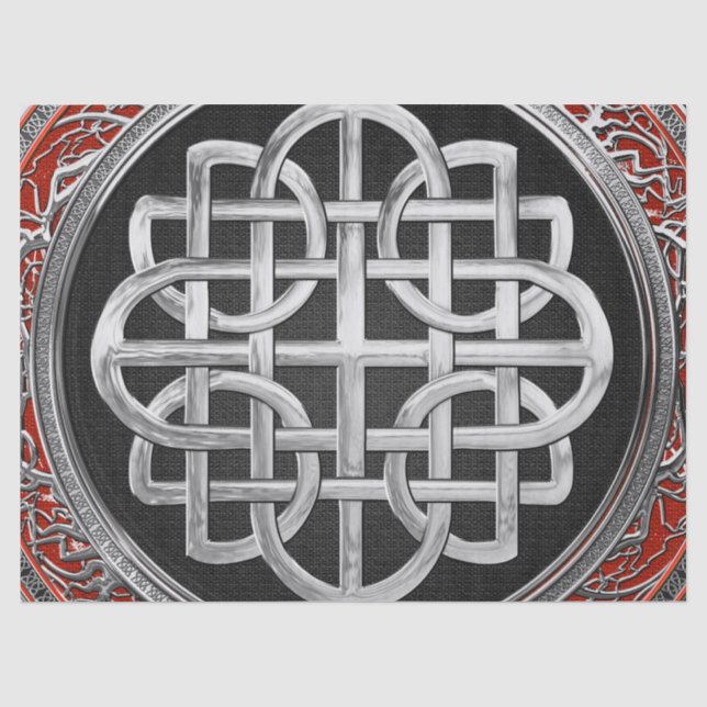 [300] Sacred Celtic Silver Knot Cross Tissue Paper (Front)