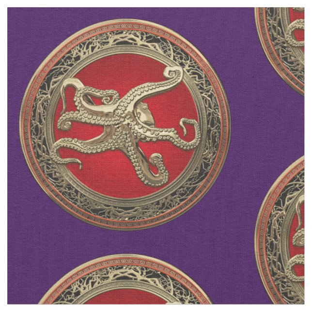 [300] Sacred Gold Octopus in Defensive Posture Fabric (Close Up)