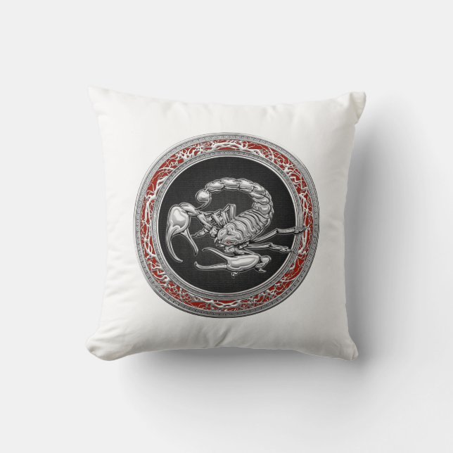 [300] Sacred Silver Scorpion on Black Cushion (Front)