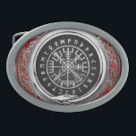 [300] Vegvisir - Viking Silver Magic Runic Compass Belt Buckle<br><div class="desc">Introducing ‘Viking Treasures’ Collection by Serge Averbukh, showcasing convergent media paintings of various Viking relics, artefacts and historic treasures. Here you will find fine art pieces, featuring Vegvisir - Viking Silver Magic Runic Compass. A Vegvisir (Icelandic 'sign post') is an Icelandic magical stave intended to help the bearer find their...</div>