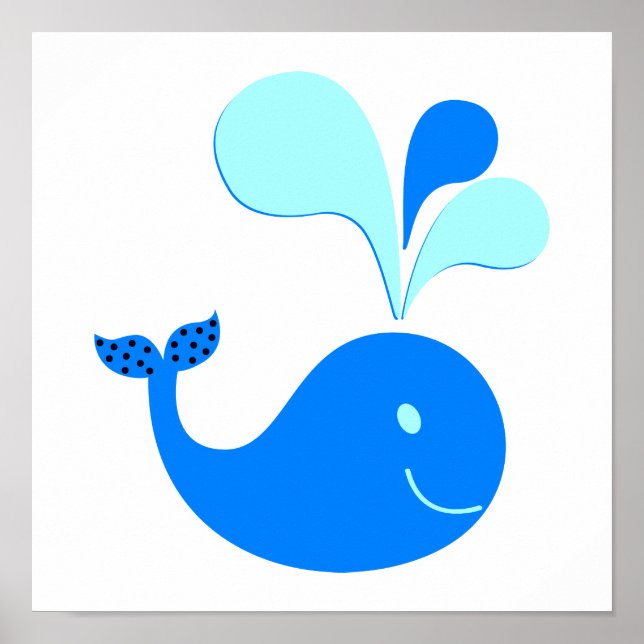 307607 CUTE CARTOON BLUE WHALE GRAPHICS POSTER (Front)