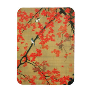 30. 紅葉小禽図, 若冲 Maple & Small Birds, Jakuchū Magnet