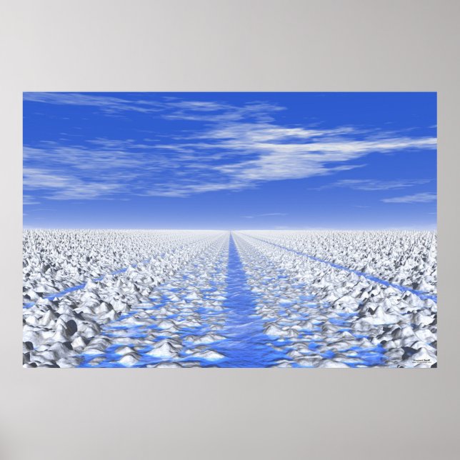 #30-01 Cyan Ice Path: Meditative Snow Field Poster (Front)