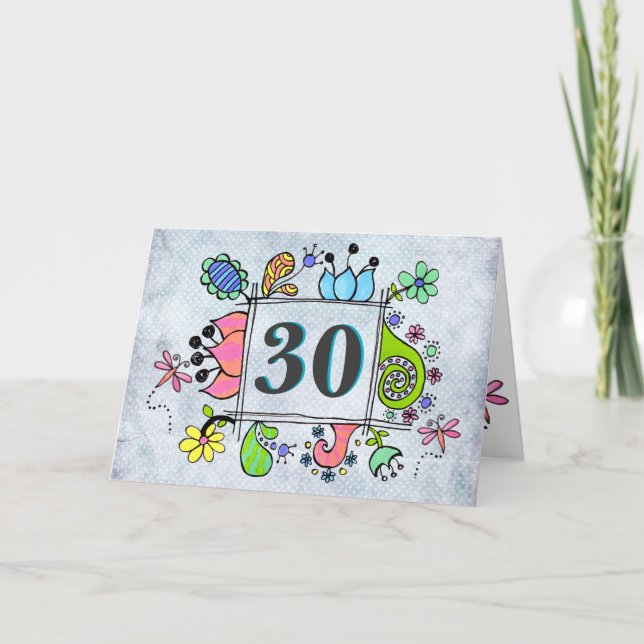 30 30th Birthday Anniversary Custom Printed Card (Front)