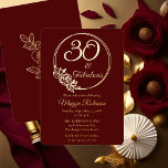 30 and Fabulous 30th Birthday Party Stamped<br><div class="desc">Elegant typography design "30 and Fabulous" 30th birthday party design featuring a rose outline circular frame.  Back features a rose outline in gold tone (not gold foil).  Front and back background is a dark red burgundy colour.</div>