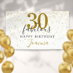 30 and Fabulous Birthday Elegant Gold and Black Banner<br><div class="desc">This chic black and gold script typography,  30 and fabulous gold stars confetti birthday banner can be personalised with your birthday celebration information. Designed by Thisisnotme©</div>