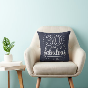 30 and Fabulous Doodle Happy 30th Birthday Cushion