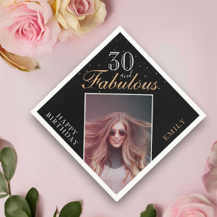 30 and Fabulous Elegant 30th Birthday Party Photo Napkin