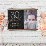 30 and Fabulous Elegant Black 30th Birthday Photo  Hanging Tapestry<br><div class="desc">30 and Fabulous Elegant Black 30th Birthday Photo Hanging Tapestry. 30 and fabulous text in trendy script with a name on a black background. Personalise it with your photo, your name and the age, and make your own birthday party backdrop. It`s a great sign and backdrop for a woman`s birthday...</div>