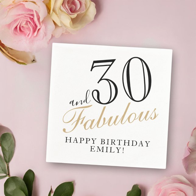 30 and Fabulous Elegant Script 30th Birthday Napkin (Creator Uploaded)