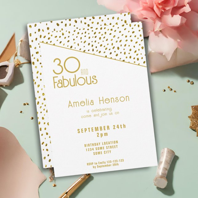30 and Fabulous Gold Glitter 30th Birthday Invitation (Creator Uploaded)