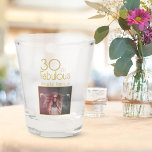 30 and Fabulous Gold Glitter Photo 30th Birthday  Shot Glass<br><div class="desc">30 and Fabulous Gold Glitter Photo 30th Birthday Party Shot Glass. Modern design with trendy typography,  a custom photo and name. Make personalised 30th birthday gift for her.</div>