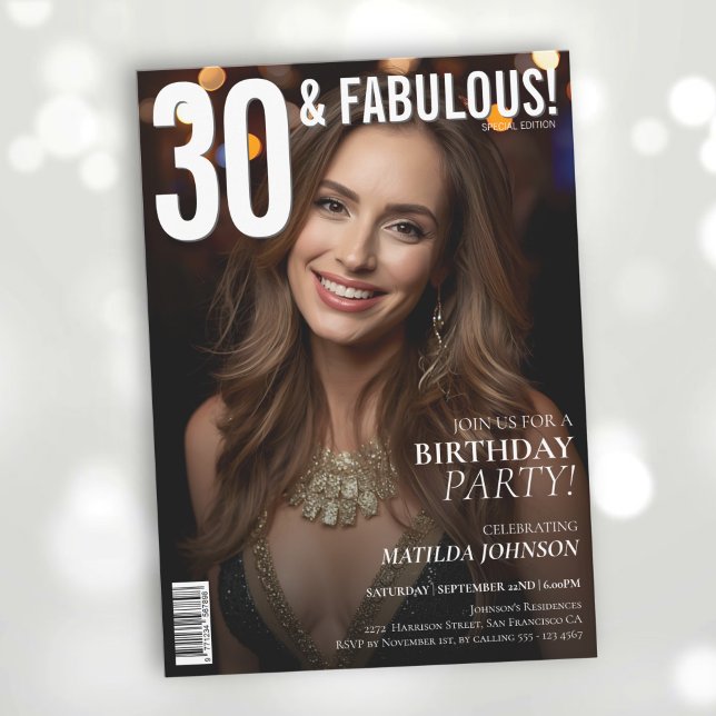 30 and Fabulous Magazine Cover 30th Birthday  Invitation (30 and Fabulous Magazine Cover 30th Birthday Invitation)