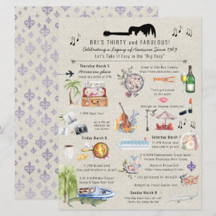 30 and Fabulous New Orleans Birthday Itinerary Invitation