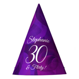 30 and Flirty Elegant Purple Birthday Party Hat