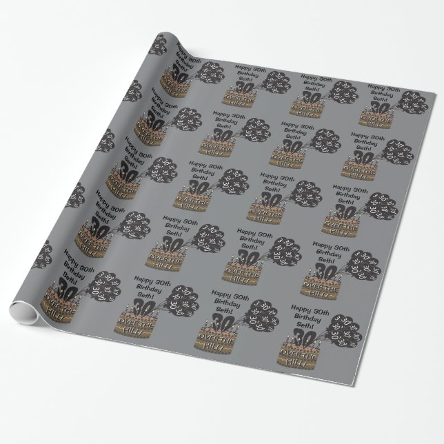 30 and Over The Hill Party Theme Wrapping Paper (Unrolled)