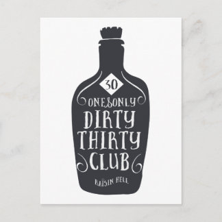 30 Birthday 30 Years Old Dirty 30 Postcard