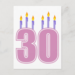 30 Birthday Candles (Pink / Purple) Postcard