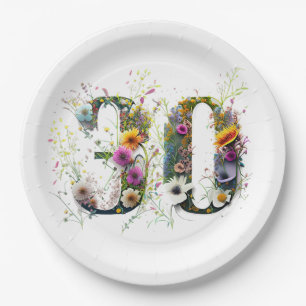 30 Birthday Number Wildflowers Paper Plate