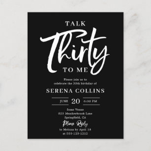 30 Birthday Talk Thirty Brush Calligraphy Postcard