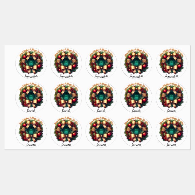 30 Christmas Gift Custom Name Tag Labels (Sheet)